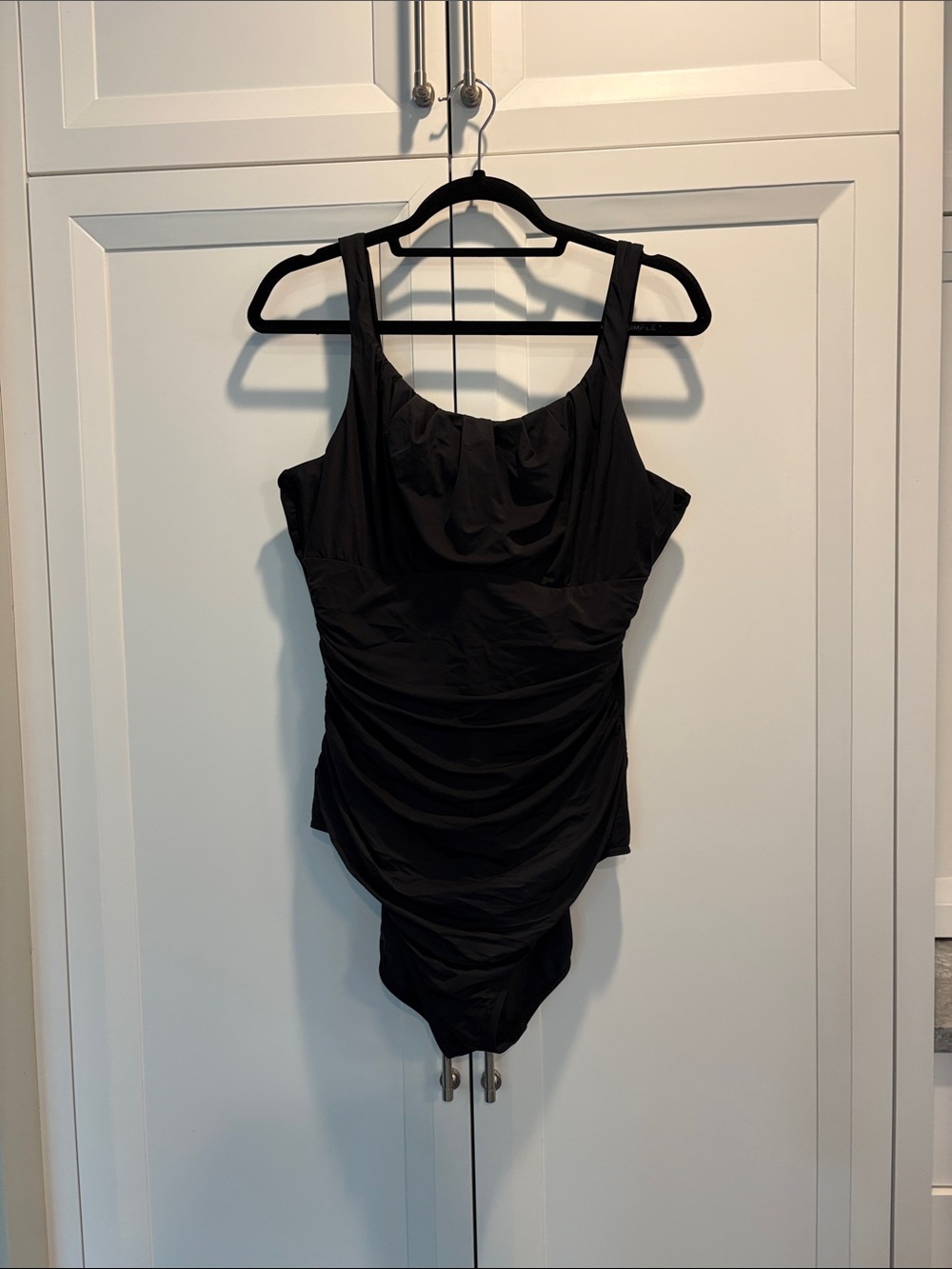 Lands' End Black Ruching One-Piece Swimsuit Size 16 with D Cup